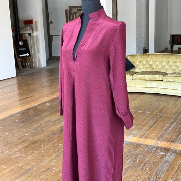 Wizzy Kit Maroon and navy polka dotted Maxi dress. - Picture 5 of 13